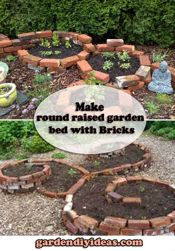 Make round raised garden bed with Bricks