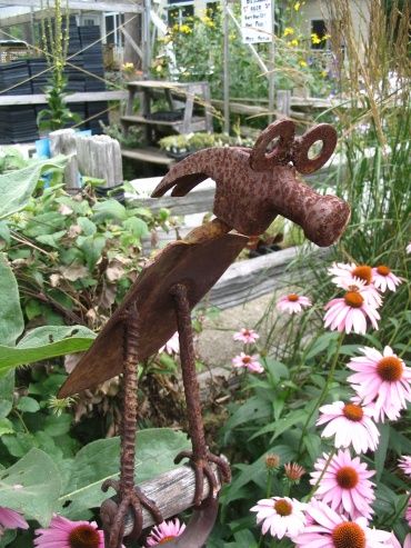Garden tool art made from rusty