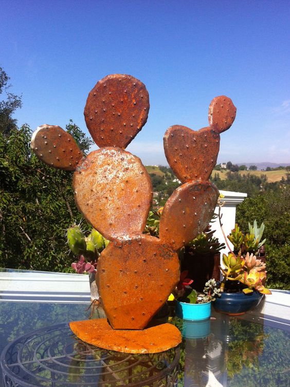 Nopal Steel Cactuses Unique Garden Art Metal 