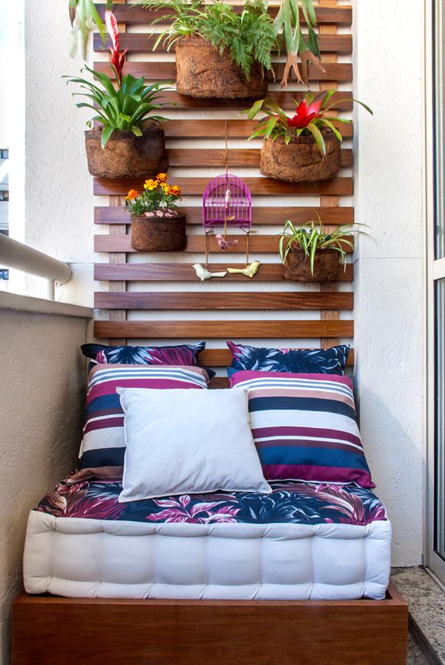 Cozy Balcony with Vertical Planters