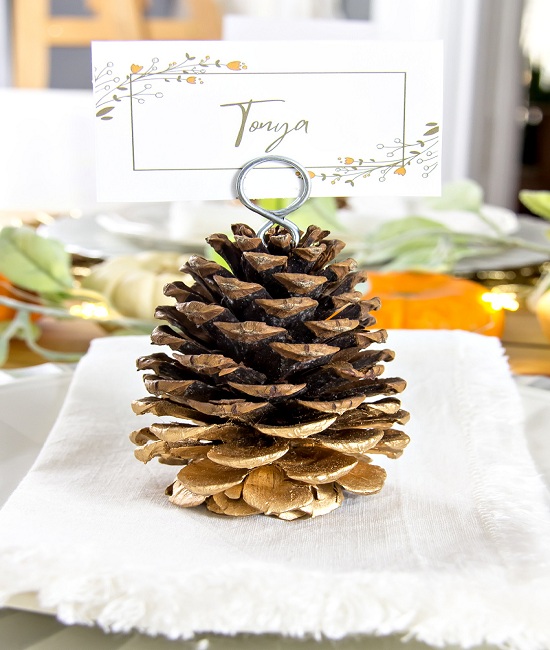 Rustic Pine Cone Place Card Holder