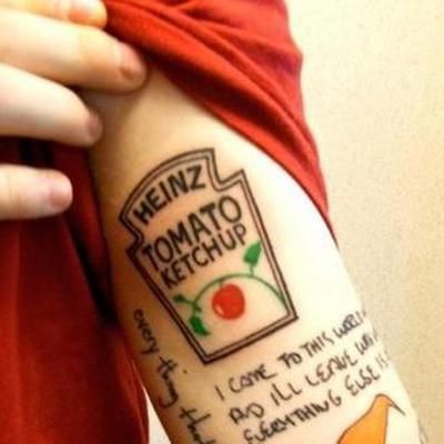 Ed Sheeran the ketchup bottle Tattoo